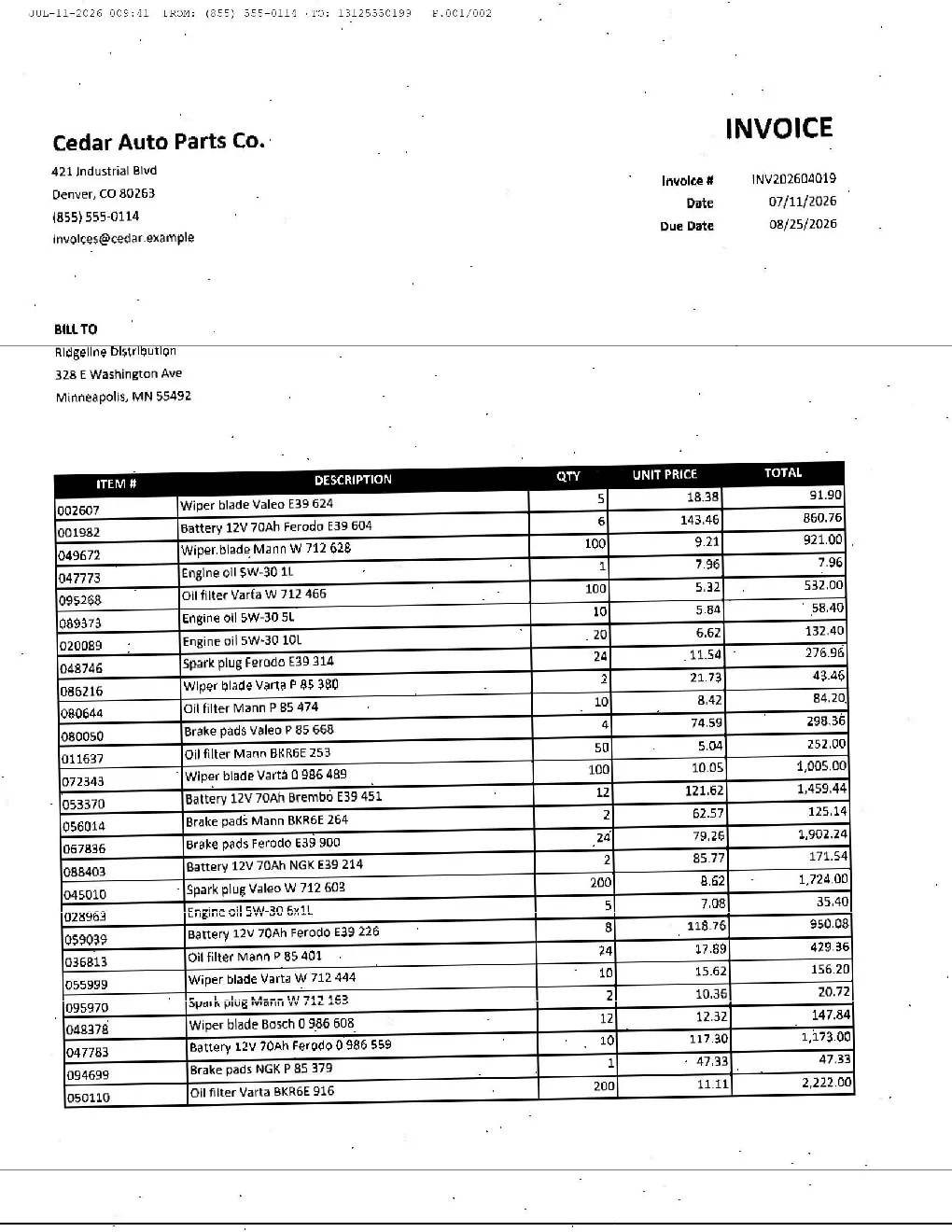 First page of Sent by fax, in 2026